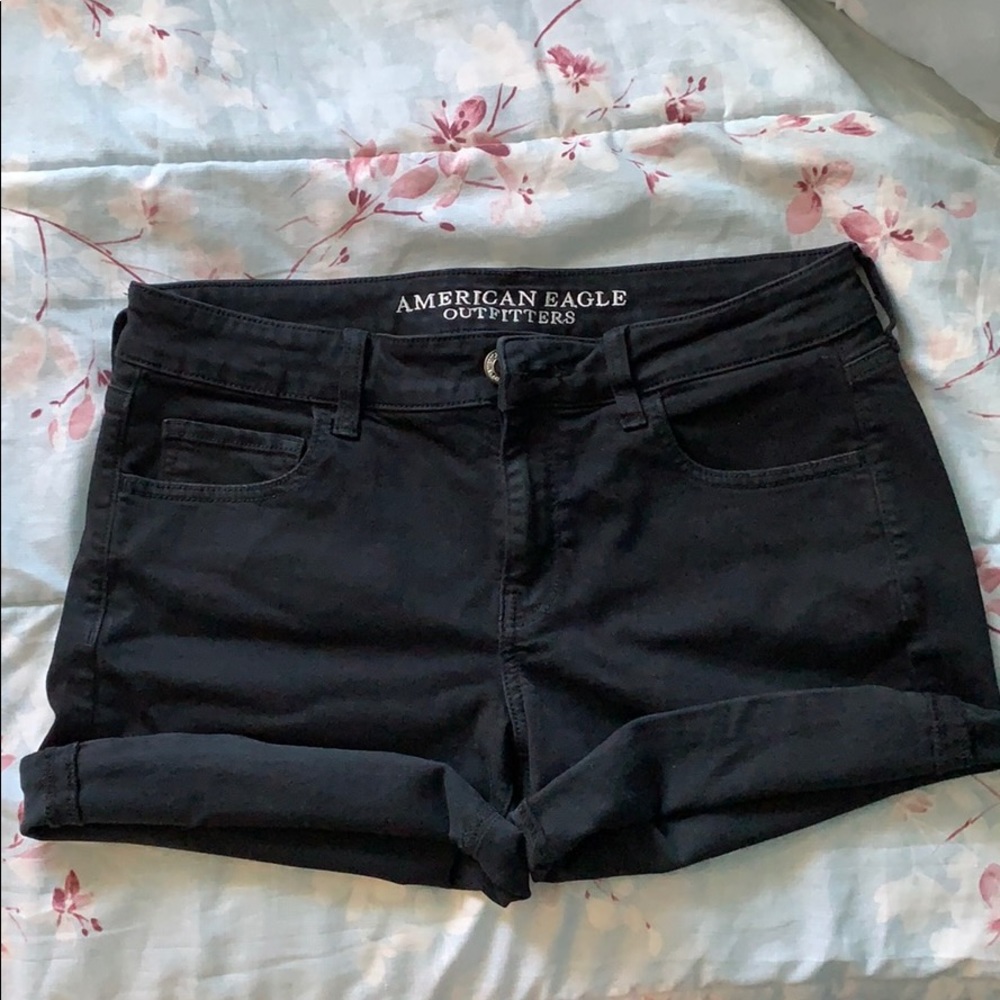American Eagle Midi Black Jean Shorts